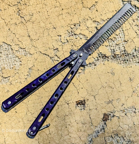 8.5" Stainless Steel Butterfly Trainer Folding Practice Cumb  – Black Color