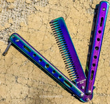 8.5" Stainless Steel Butterfly Trainer Folding Practice Cumb  – Rainbow Color