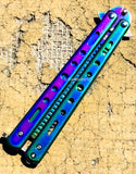 8.5" Stainless Steel Butterfly Trainer Folding Practice Cumb  – Rainbow Color