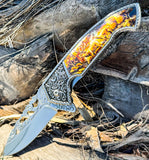 8.25" Deer Design Spring Assisted Folding Pocket Knife Metal Belt Clip