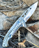 8.25" Eagle Design Spring Assisted Folding Pocket Knife Metal Belt Clip