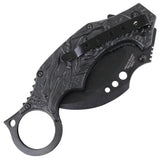 7" Grim Reaper Black Blue Color Spring Assisted Folding Knife Stainless Steel