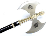 Defender 21" Medieval Double Blade Stainless Steel Axe With Wall Plaque