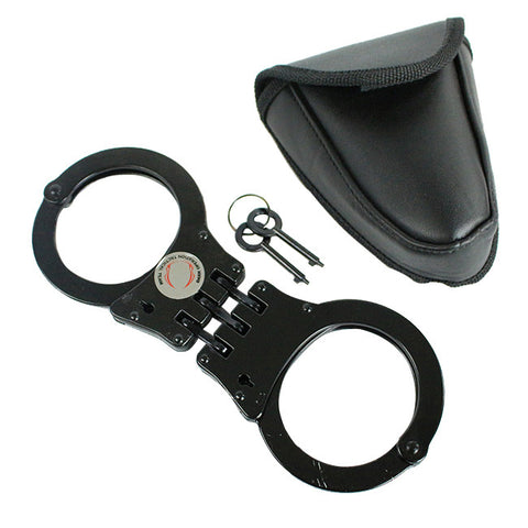 The Bone Edge Tacticle Team Police Style Hinged Handcuffs Double Lock Black