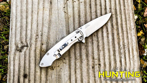 High Quality 6.5" Defender-Xtreme Spring Assisted Metallic Gray Knife Belt Clip