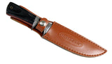 10.5" Hunt-Down Sporting Tactical Sharp Knife with Leather Sheath