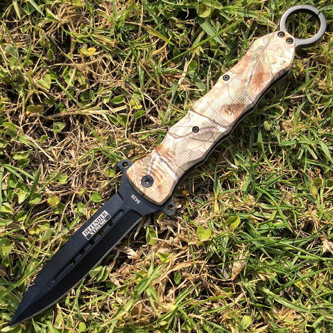 10" Defender-Xtreme Spring Assisted Camouflage Knife Stainless Steel Blade