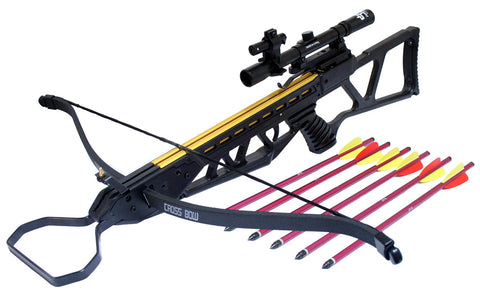 120lbs Recurve Black Crossbow Hunting Package with Scope + Laser + Pack of Arrows