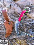 8.5" Damascus Steel Hunting Knife Razor Sharp Blade Ergonomic Handle Leather Sheath Included