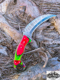 8.5" Damascus Steel Hunting Knife Razor Sharp Blade Ergonomic Handle Leather Sheath Included