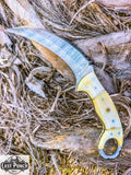 8.5" Damascus Steel Custom Handmade Razor Sharp BladeHunting Knife w/ Leather Sheath 