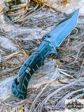 8" Spring Assisted Folding Knife Leaves Design Handle Two Tone Blade