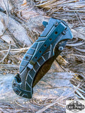 8" Spring Assisted Folding Knife Leaves Design Handle Two Tone Blade