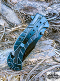 8" Two Tone Blade Spring Assisted Folding Knife Multi Leaves Design Handle With Clip