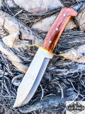  15" Full Tang Bowie Hunting Knife w/ Wood Handle Brass Clip & Sheath 