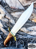  15" Full Tang Bowie Hunting Knife w/ Wood Handle Brass Clip & Sheath 