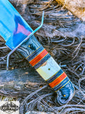  15" Full Tang Bowie Knife Red & Black Wood & Horn Handle with Brass Clip & Sheath