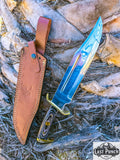  16.5" Full Tang Bowie Knife with Black Wood Handle & Brass Clip Hunting Knife With Sheath