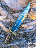  16.5" Full Tang Bowie Knife with Black Wood Handle & Brass Clip Hunting Knife With Sheath