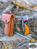  6.5" Damascus Steel Folding Knife Multi Wood Handle Pocket Knife With Pouch