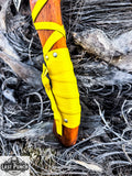  14" Hunting Axe Steel Blade Yellow Leather Wrapped Handle With Leather Sheath