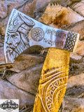 20.5" Handmade Forged Viking Axe Steel Blade Ash Wood Handle w/ Sheath