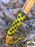  17.5" Hunting Axe Steel Blade Black & Yellow Leather Wrapped Handle w/ Sheath