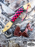  17.5" Hunting Axe Steel Blade Black & Red Leather Wrapped Handle w/ Sheath