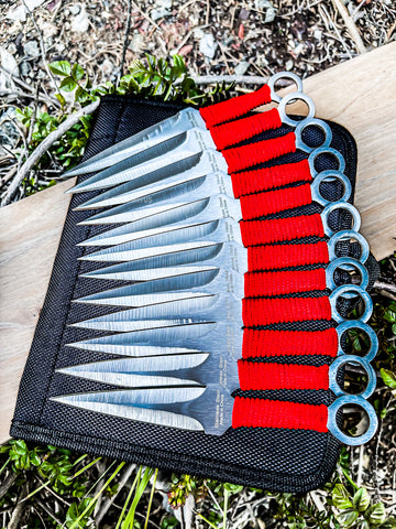12pc Ninja Throwing Knives Set Combat Naruto Kunai 6" Hunting Knife w/Sheath