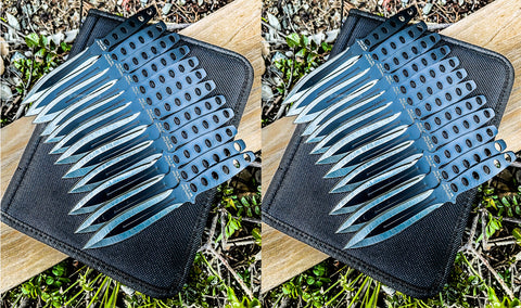 24pc Ninja Throwing Knives Set Combat Naruto Kunai Hunting Knife w/Sheath Black