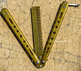 8.5" Stainless Steel Butterfly Trainer Folding Practice Cumb  – Gold Color