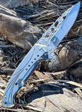 8.25" Spring Assisted Folding Pocket Knife Metal Belt Clip Fantasy Engraved