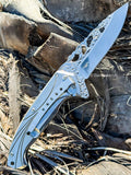 8.25" Wolf Spring Assisted Folding Pocket Knife Metal Belt Clip Engraved