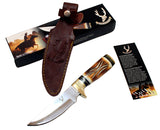  9.5" Fixed Blade Skinner Hunting Knife Bone Handle With Sheath