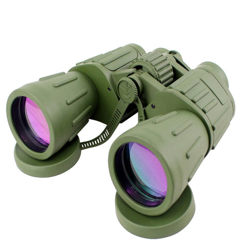 60X50 Perrini Brand Green Army Binoculars with Pouch Day / Night Prism View