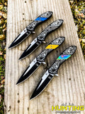 8" Engraved Handle Spring Assisted Folding Knife Pocket Belt Clip Gift Knife