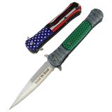8.5" Spring Assisted Folding Knife Rescue Stainless Steel Unique Art Handle