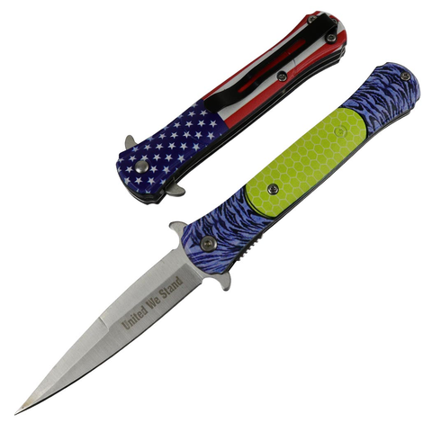 8.5" Spring Assisted Folding Knife Rescue Stainless Steel Unique Art Handle