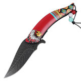 Defender 8" Spring Assisted Folding Knife Native American Stainless Steel