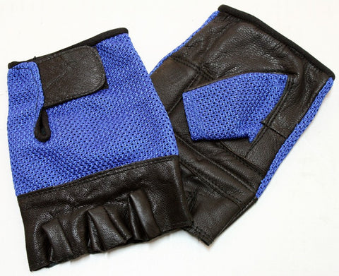 Leather Gloves Blue Color