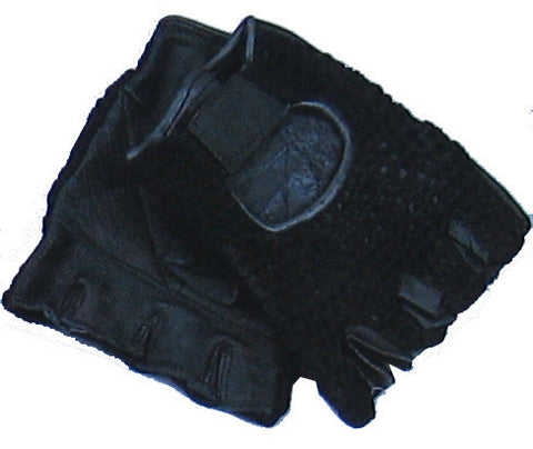 Black Meshback Leather Gloves