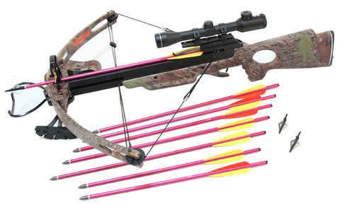 MK250TC Hunting Crossbow 4x32 Green / Red Dot Reticle Scope + 20" Arrows and Broad Heads Package