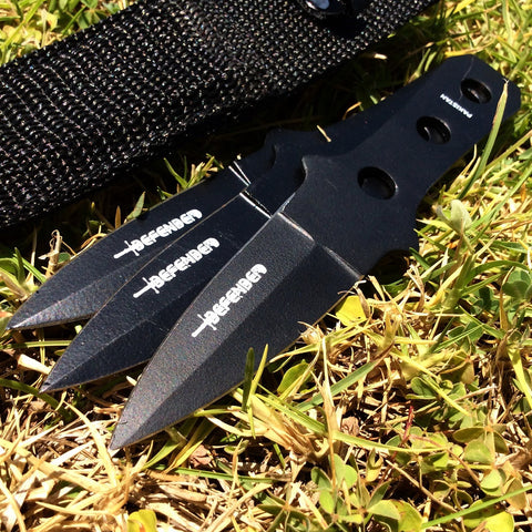 New Set of 3 All Black Throwing Knives with Sheath