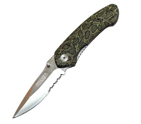 8' Camouflage Stainless Steel Folding Knife with Clip