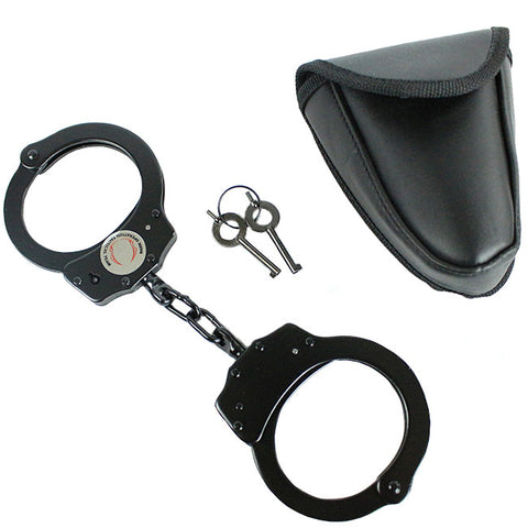 The Bone Edge Tacticle Team Police Style Handcuffs Pouch Black Double Lock