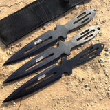 Set of 3 Black Throwing Knives 9" with & Sheath