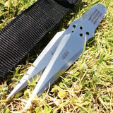 Set of 2 Silver Stainless Steel 7" Throwing Knives with Sheath
