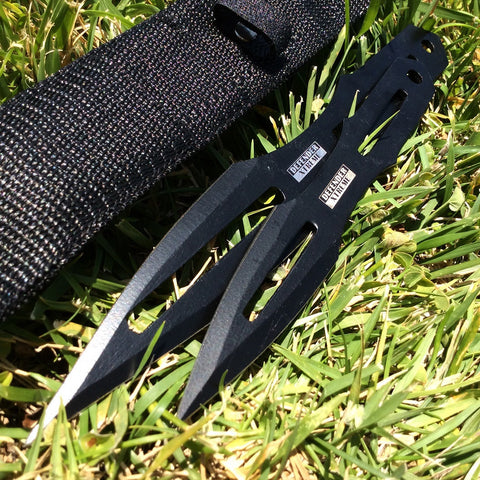 8.5" & 6.5" Black Throwing Knives With Sheath