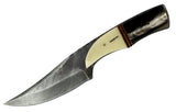 8.5" Hunting Knife Damascus Skinner Bone Handle Series Leather Sheath
