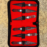 Set Of 6 Black 5.5" Throwing Knives With Carrying Case